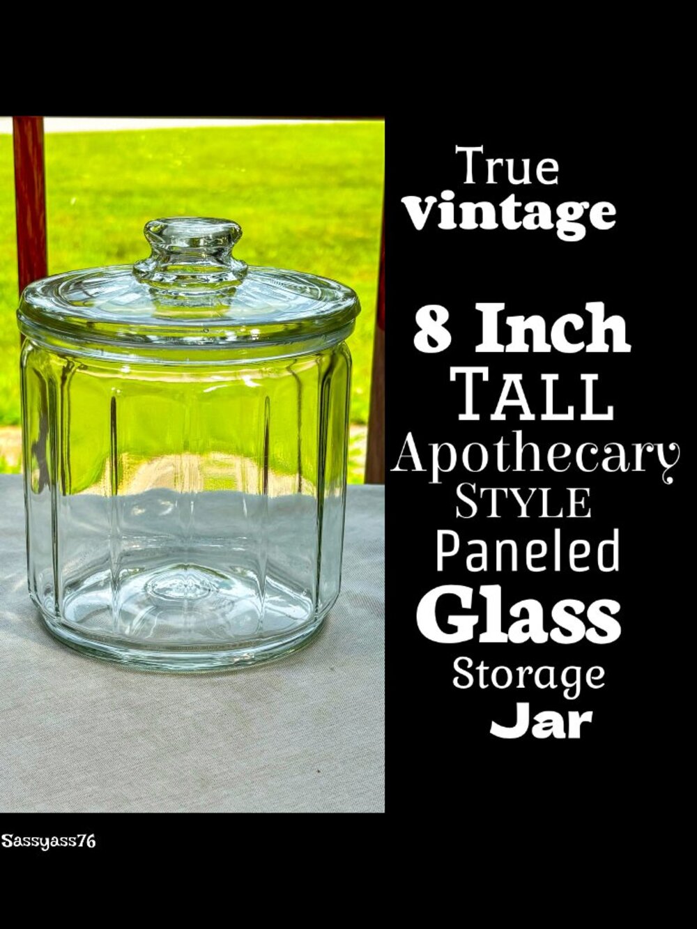 🆕VTG▪️8 Inch Tall Apothecary Style Paneled Clear Glass Storage Jar